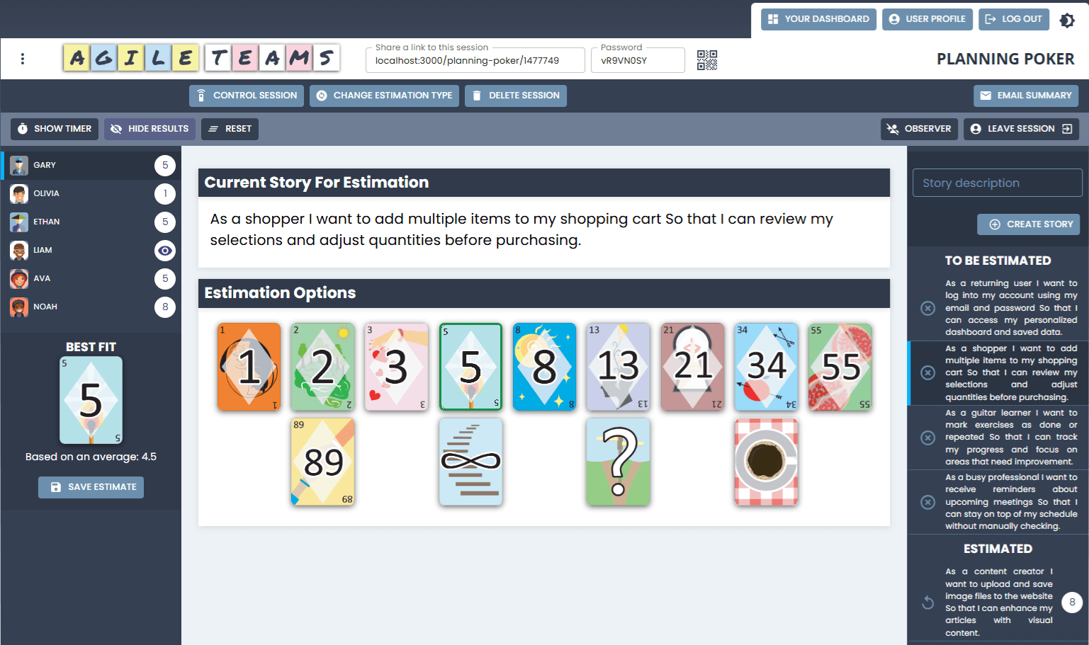 Planning Poker Screenshot